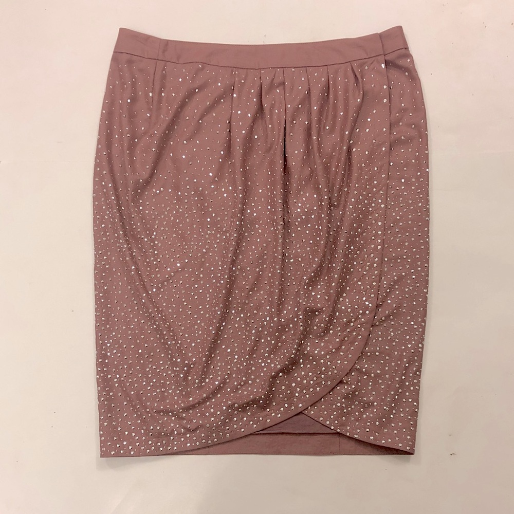 Malene Birger 36 Skirt Wrap Dusty Rose Pink with Silver Metallic Studs Excellent